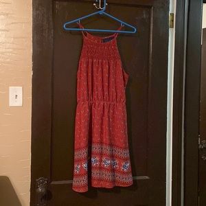 Medium brick/clay color blue rain dress